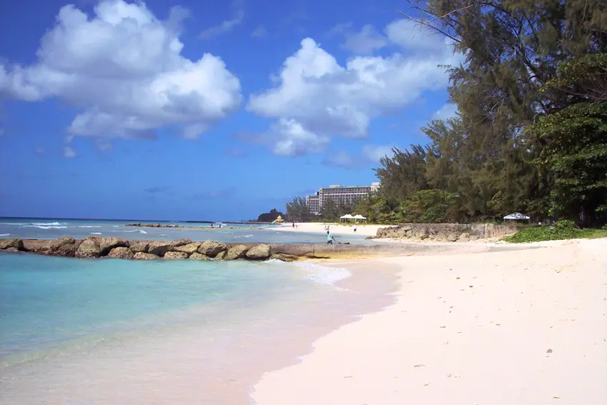 View of the beach at Barbados Hilton hotel