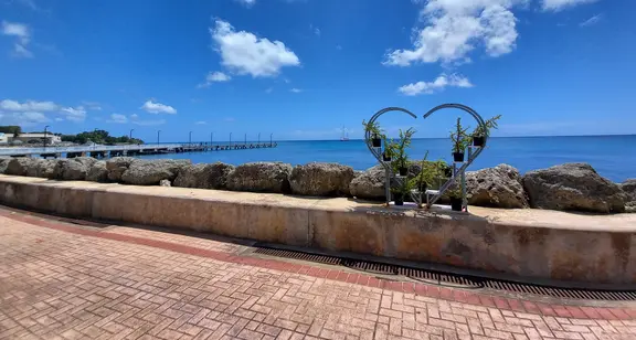 Boardwalk running along the oceanfront