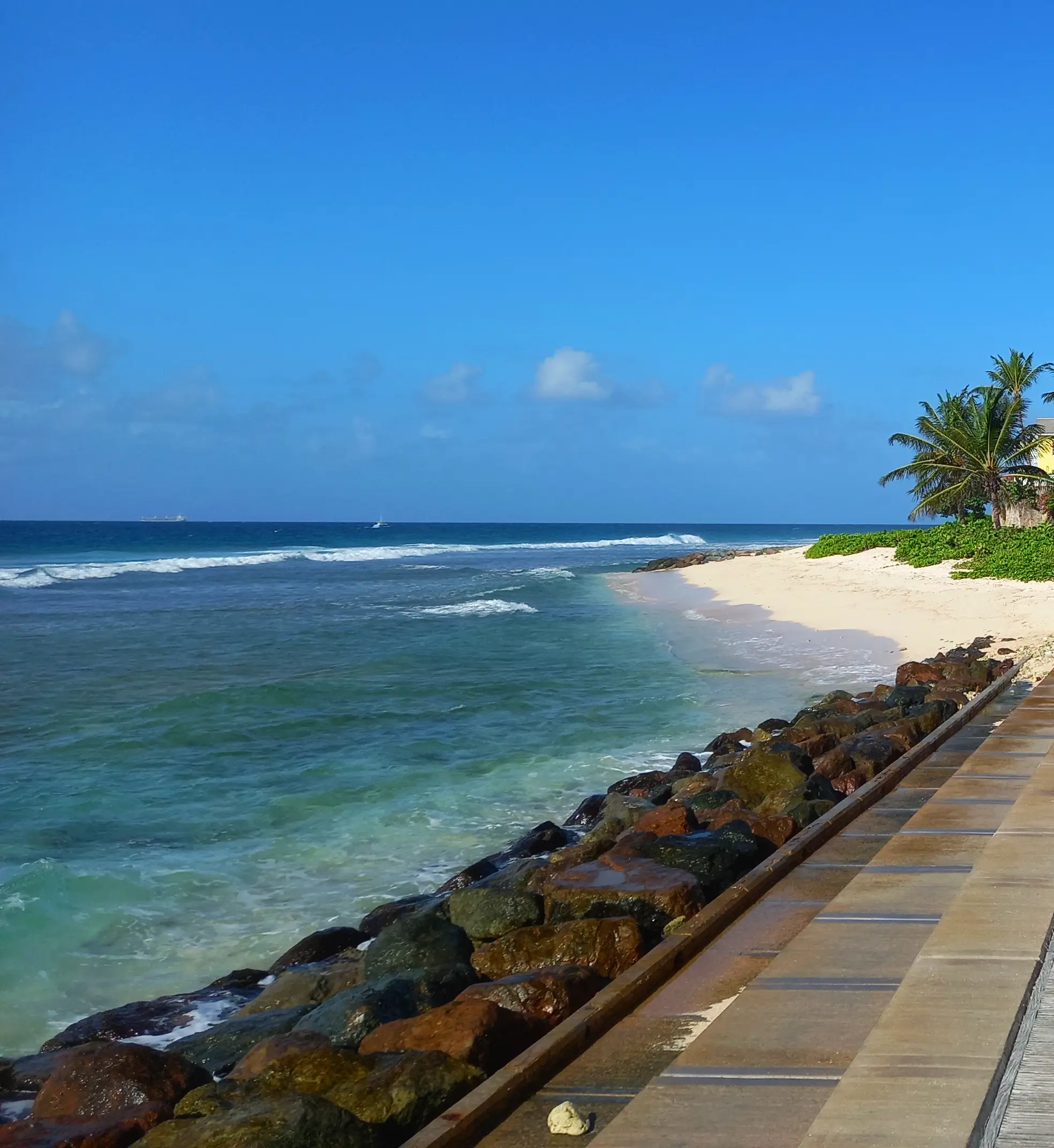 View of the beach and ocean from the western side of the boardwalk