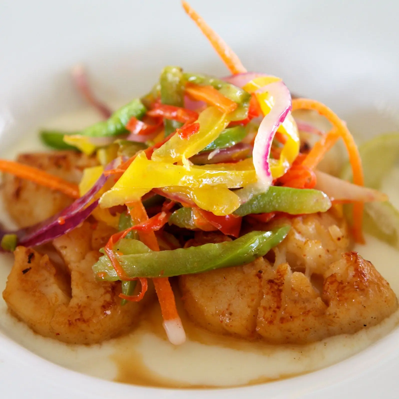 Shrimp and vegetables served at Zaccios restaurant along the boardwalk